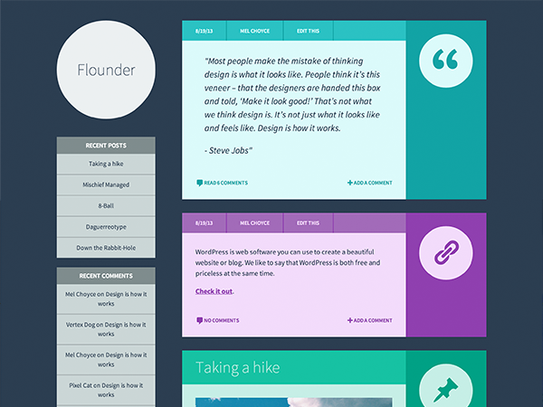 Example of a flat design WordPress theme