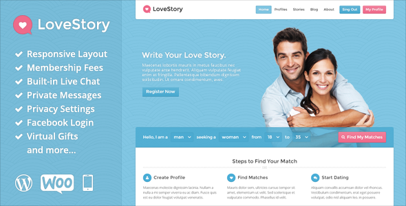 Lovestory Dating WordPress Theme