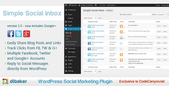 Simple Social Inbox Facebook, Twitter, Google