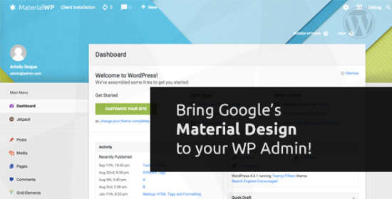 Information Wp Material Design Dashboard Theme