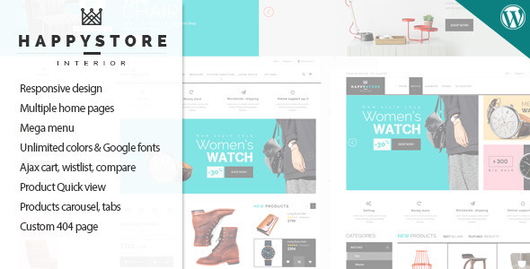 happystore responsive WordPress WooCommerce theme